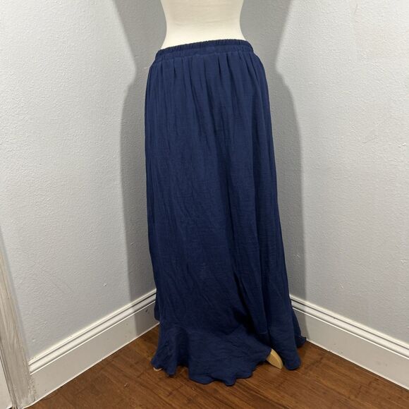 ALYX Maxi Skirt Women XL Navy Pullover Tiered Minimalist - Picture 3 of 7
